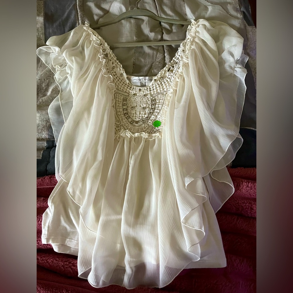 Moa Moa Cream Ruffled Blouse